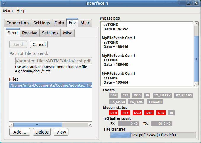 Serial communication for Linux QT sample in C/C++